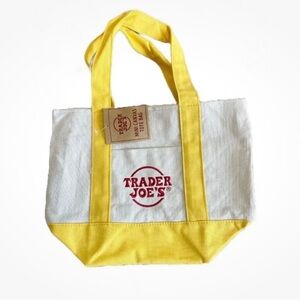 Trader Joe’s Mini Canvas Tote Bag (yellow trim and cream white)